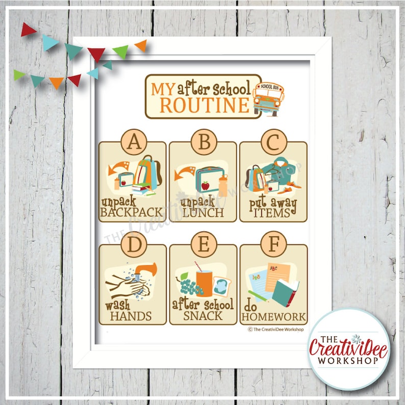 Children's After School Printable Routine Chart Orange | Etsy