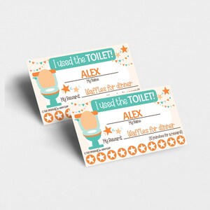 Printable Toilet Training Punch Cards, Editable Name and Reward, Potty Training, Toddler and Children Incentive, Orange Printable