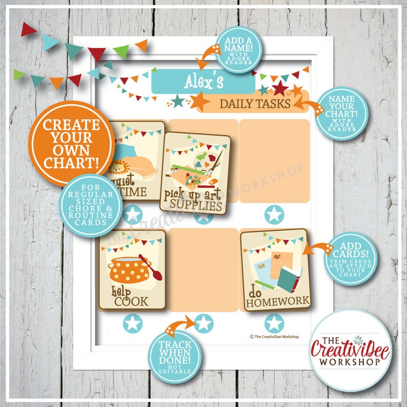 Bedtime Routine Cards for Children, 18 Total Cards, Orange Theme, Evening, Nighttime, Instant Download image 4