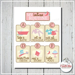 Printable ROUTINE Chart BUNDLE for Children, Morning, Afternoon, Bedtime, Before School and After School, Pink image 3