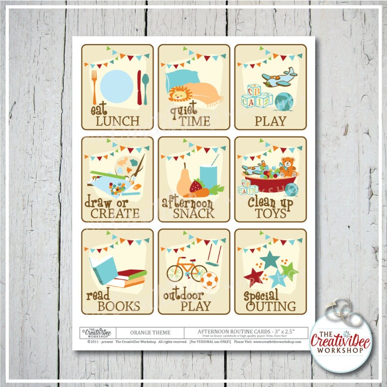 Printable Afternoon Routine Cards for Children Orange 18 - Etsy