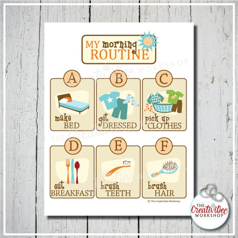 Morning, Afternoon, Bedtime, Before School and After School Printable ROUTINE Charts for Children, BUNDLE, Orange image 2