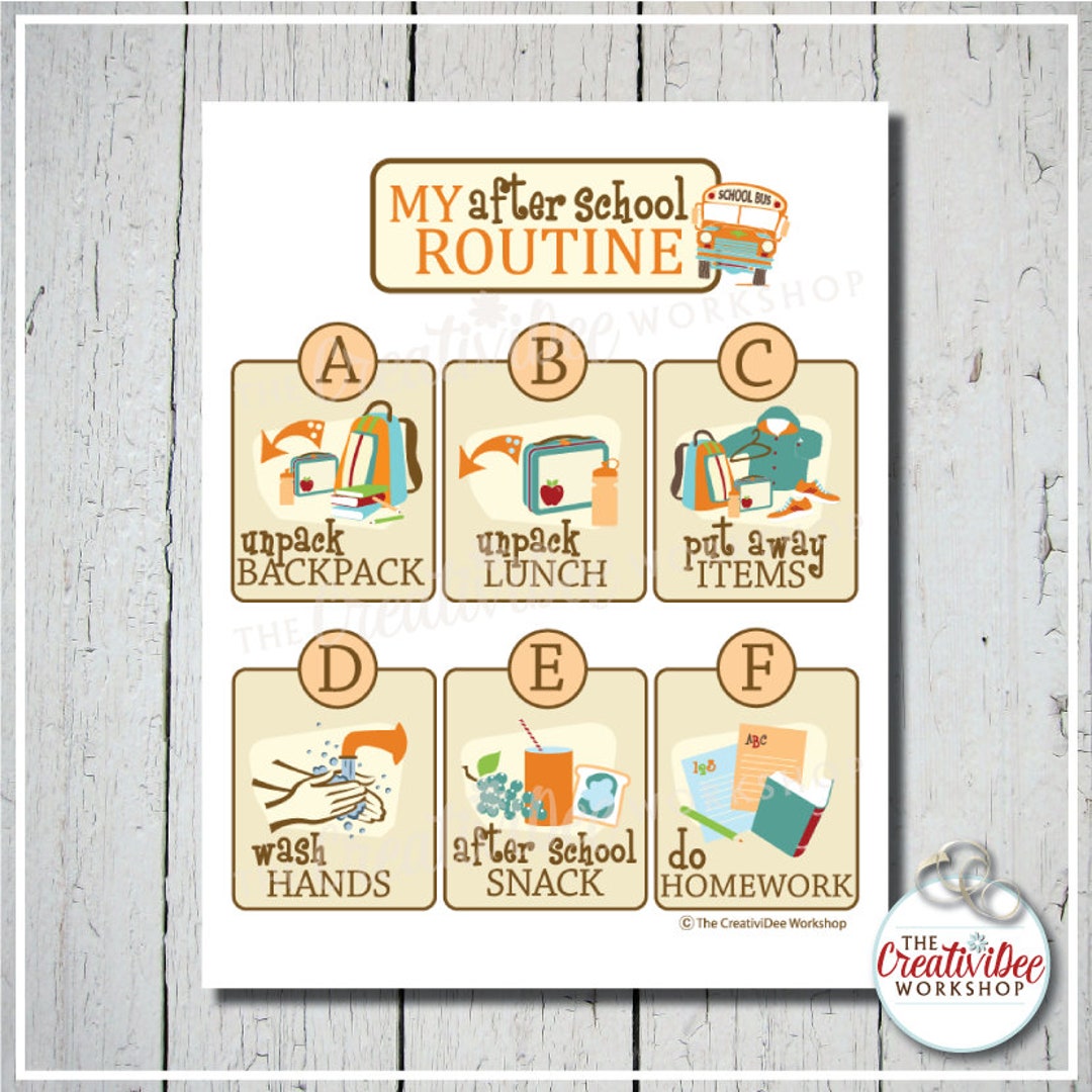 Children's After School Printable Routine Chart, Orange, Instant ...