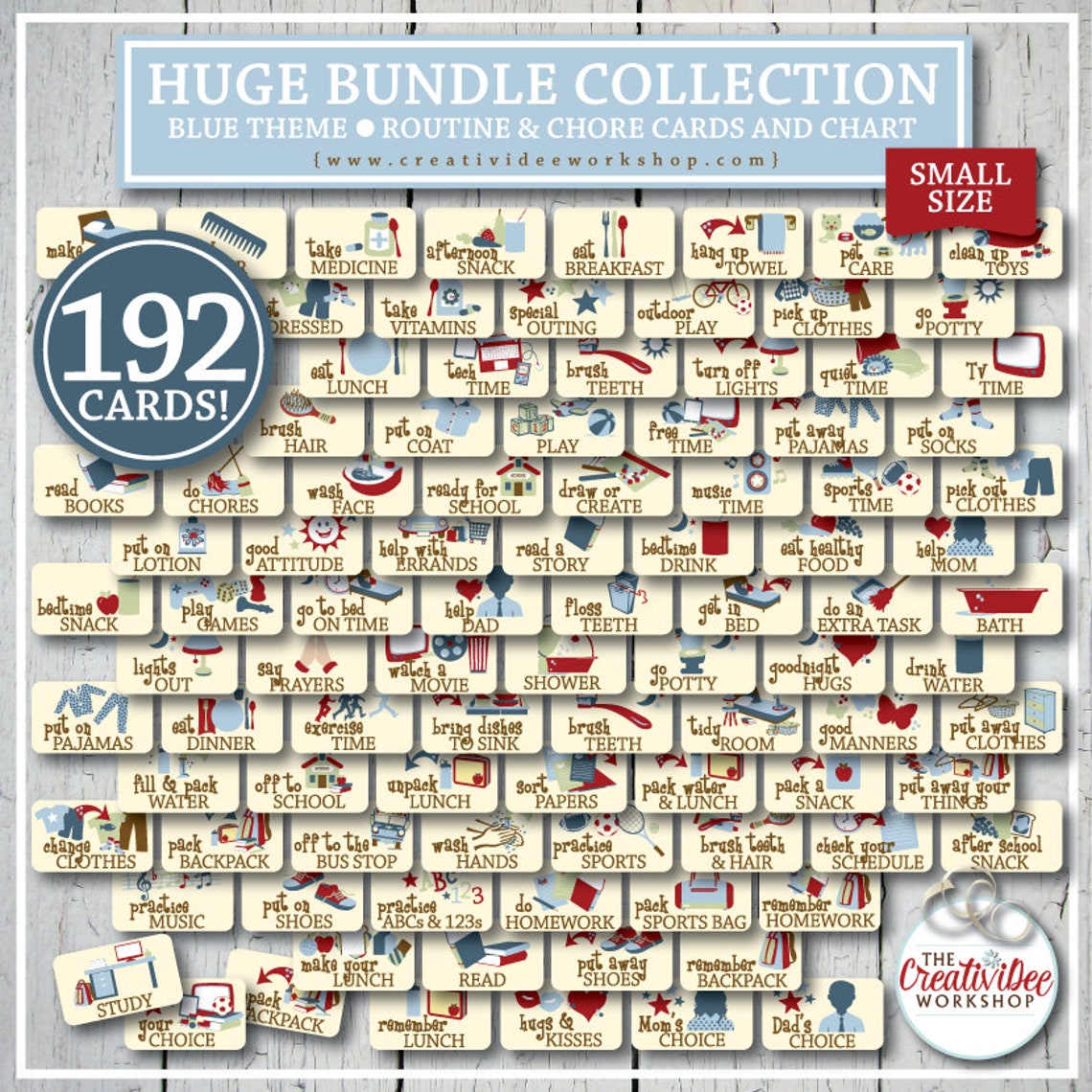 HUGE BUNDLE | 192 Printable Children's Routine and Chore Cards ...