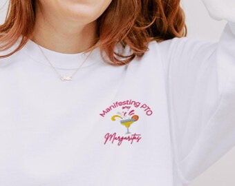 Sudadera con margaritas de la PTO Manifesting / Humor vacacional de cuello redondo