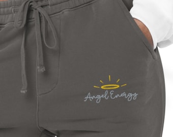 Pantalones deportivos bordados Angel Energy: ropa de estar por casa unisex y cómoda