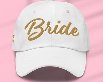 Gorra de béisbol personalizada bordada para novia • Gorra de despedida de soltera con el año de la boda