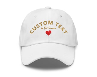 Gorra de béisbol bordada personalizada: texto personalizado, gorra de papá, bordado de corazón