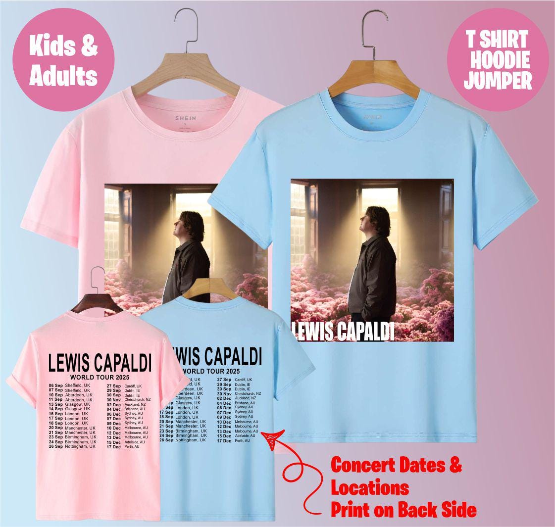 T-shirt Lewis Capaldi « Survive » Lyric Tour - Blanc, Coupe Oversize Unisexe