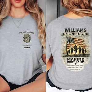 Custom Proud Marine Family Shirt, Personalized USMC Graduation Tee, Marine Mom Dad Wife Sister Brother Army Shirts, immagine 2
