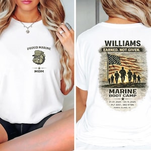 Custom Proud Marine Family Shirt, Personalized USMC Graduation Tee, Marine Mom Dad Wife Sister Brother Army Shirts, immagine 1