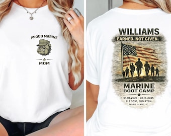 Custom Proud Marine Family Shirt, Personalized USMC Graduation Tee, Marine Mom Dad Wife Sister Brother Army Shirts,