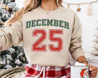 Vintage December 25 Sweatshirt, Christmas Hoodie, Cozy December 25 sweat, Retro Holiday shirt, Winter Holiday Gift, Trendy Christmas Shirt
