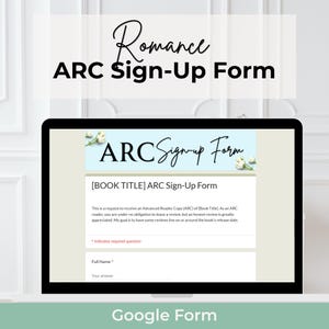 ARC Sign Up Form für Romanze Autoren | Fragen zur Reader Anwendung| Buch Präsentation Bewertung Team | Google Forms Vorlage für Autoren