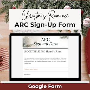 Weihnachtsromanze ARC Sign Up Form | Voraus Reader Copy Anwendung | Weihnachtsnovelle Buchvorstellung Bewertung Team | Google Forms Vorlage
