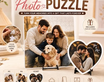 Personalized Photo Puzzle with Stand, Custom Jigsaw Puzzle, Picture Keepsake Gift