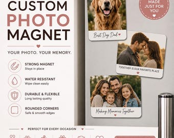 Custom Photo Magnet, Personalized Fridge Magnet, Picture Keepsake, Family Pet Wedding Gift