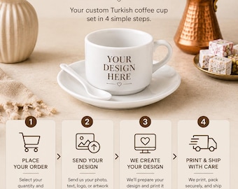 Personalized Espresso Cup Set, Custom Photo Coffee Cup, Name Mug with Saucer