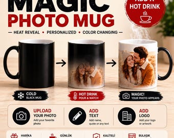Personalized Magic Mug, Custom Photo Color Changing Mug, Heat Reveal Coffee Cup, Picture Gift