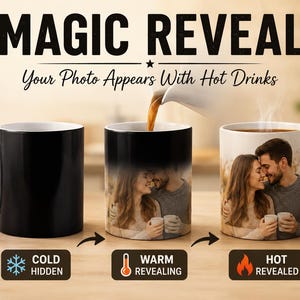 Personalized Magic Cup, Heat Reveal Coffee Mug, Color Changing, Add Your Photo