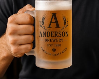Personalized Frosted Beer Glass with Name, Groomsmen Gift, Father's Day Present for Beer Lovers