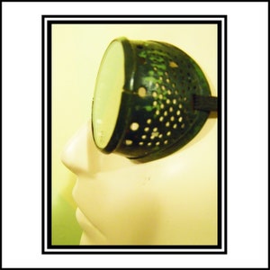 Vintage Safety Goggles Distressed Black Metal With Clear Lenses And New Elastic