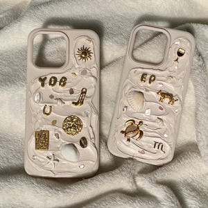 Custom Charm Phone Case | Personalized with your initials • Mosaic Phone Case • Seashells & Charms •  Handmade Gift