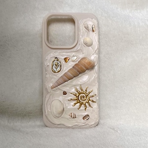 Seashell Phone Case | Personalized with your initials • Mosaic Phone Case • Seashells & Charms •  Handmade Gift •  Custom Gift