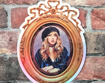Stevie Nicks Inspired Antique Oil Painting Style Waterproof Holographic Sticker choose between 2 different sizes