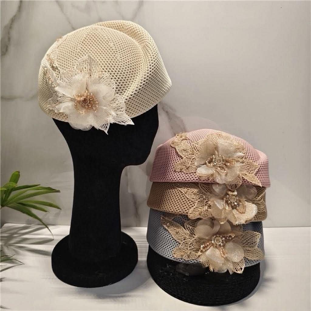 Vintage Mesh Beret Hat Floral Lace Applique Breathable Cap - Etsy