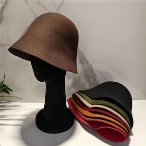 Wool Bucket Hat Solid Color Felt Hat Japanese Minimalist Cloche Hat Women's  Fisherman Hat Fall Winter Wool Hat