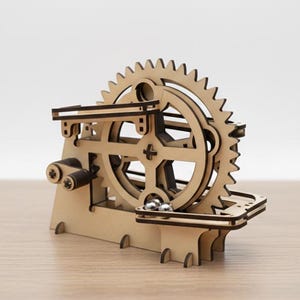 Laser Cut Marble Run Desk Toy | Wooden Gear Puzzle | Kinetic Sculpture | DIY Mechanical Model Digital File