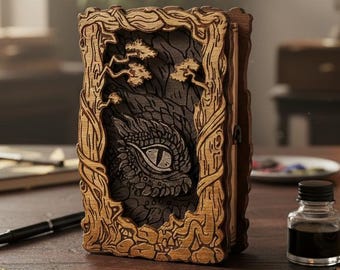 Fantasy Dragon Eye Box Laser Cut File – 3D Wooden Storage Box SVG for Glowforge, CNC, xTool Digital Download - No Assembly Instruction -