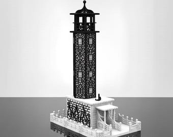 Lighthouse 3D Puzzle SVG | Nautical Watchtower Laser Cut Files | Sea Coast Model DXF | Maritime Home Decor Plan | DIY Wooden Ocean Theme Kit
