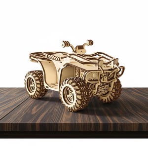 3D ATV Laser Cut Files | Quad Bike Wood Puzzle SvG | Off Road Vehicle Model DXF | DIY Mechanical Toy Plan for Glowforge | Plywood Vector image 4