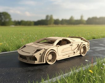 Exotic Supercar Wooden Model Kit | Italian Sports Car 3D Puzzle (Digital Download)