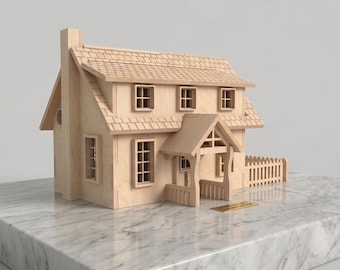 3D Dollhouse SVG | Wooden Miniature House DXF | Laser Cut Model Kit | Victorian Home 3D Puzzle | Plywood Doll House Plan | CNC Vector File