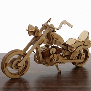 Chopper Motorcykel SVG | 3D Träpussel Laserskurna Filer | Biker Presentidé | Cruiser Motorcykel Modellbyggsats DXF | DIY Leksaksritning för Glowforge bild 5