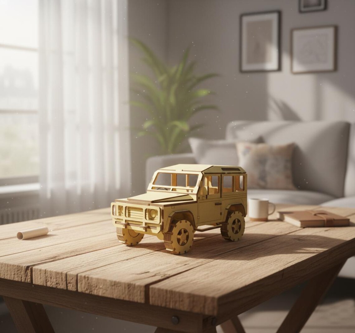 Land Rover Defender 3D Model Laser Cut File, Wooden Car SVG DXF ...