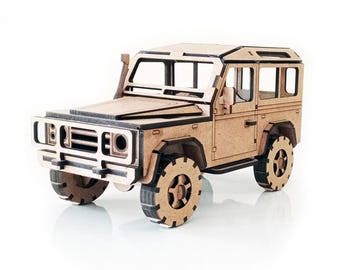 Land Rover Defender 3D Model Laser Cut File, Wooden Car SVG DXF Template, Off-Road Vehicle Vector Design for Glowforge CNC