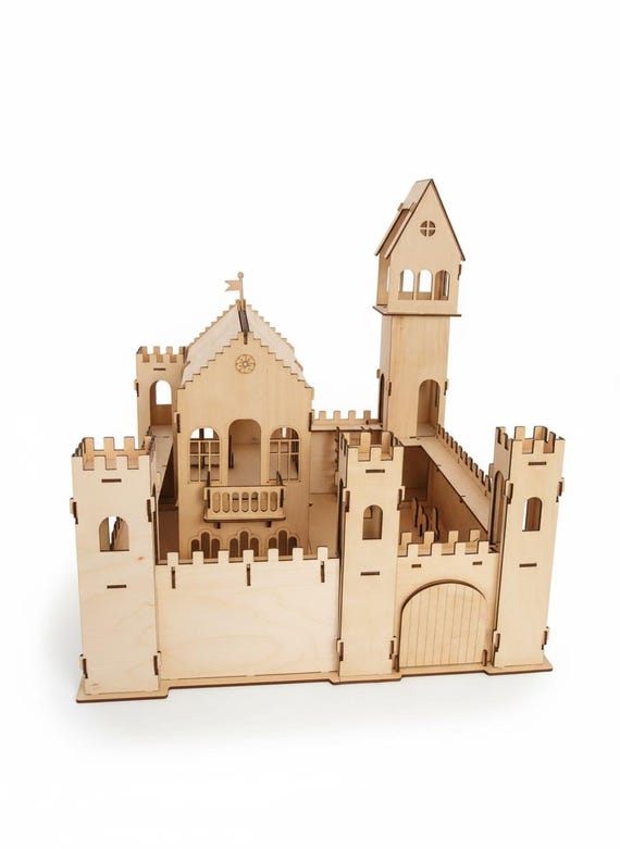 Medieval Castle 3D Puzzle SVG, Wooden Castle Model Laser Cut File, DIY Laser Cut Architecture Template - No Assembly Instructions