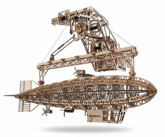 Steampunk Airship 3D Puzzle Files, Laser Cut Zeppelin SVG (video