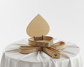 Herzform Schmuckschatulle SVG, Laser geschnitten Geschenkbox-Datei, Holz Aufbewahrungsorganisator DXF | DIY Projekt | Keine Aufbauanleitung