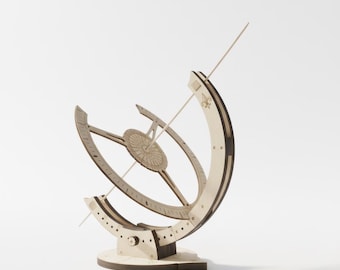 Rompecabezas 3D de reloj de sol, archivos cortados con láser, decoración STEM astronómica (SVG, DXF)