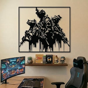 Special Forces Squad Wall Art | Tactical Silhouette, Dripping Paint Effect (Digital Download)