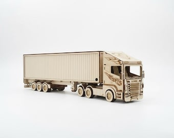 Scania R580 Truck Laser Cut File, 3D Wooden Model SVG DXF, Scania Lorry CnC Template, DIY Truck Puzzle Vector, Laser Engraving Design