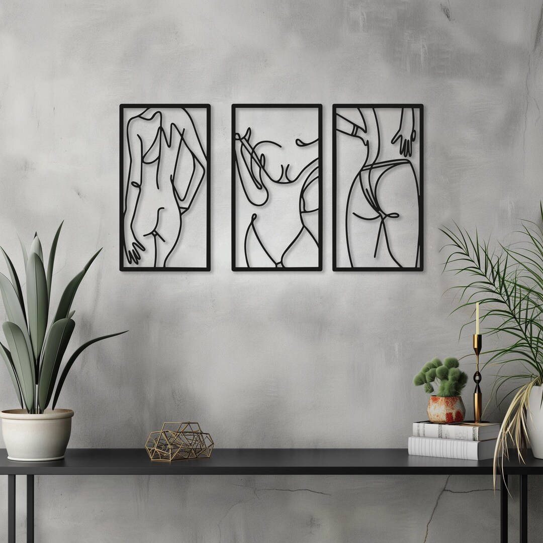 Woman Body Line Art SVG | Abstract Female Figure Wall Decor | 3 Piece ...