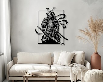 Samurai Warrior Wall Art Laser Cut File – Japanese Decor SVG (Digital Download)
