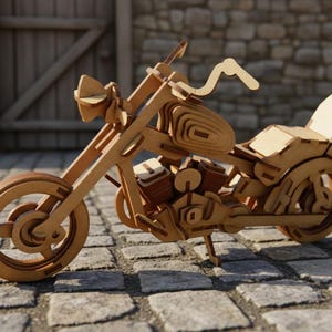 Chopper Motorcykel SVG | 3D Träpussel Laserskurna Filer | Biker Presentidé | Cruiser Motorcykel Modellbyggsats DXF | DIY Leksaksritning för Glowforge bild 7