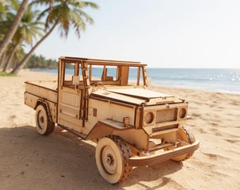 Wooden Jeep Model SVG, Laser Cut Files, DIY Truck Model Kit, CNC Car Plans, Off Road Vehicle Model, Miniature Car